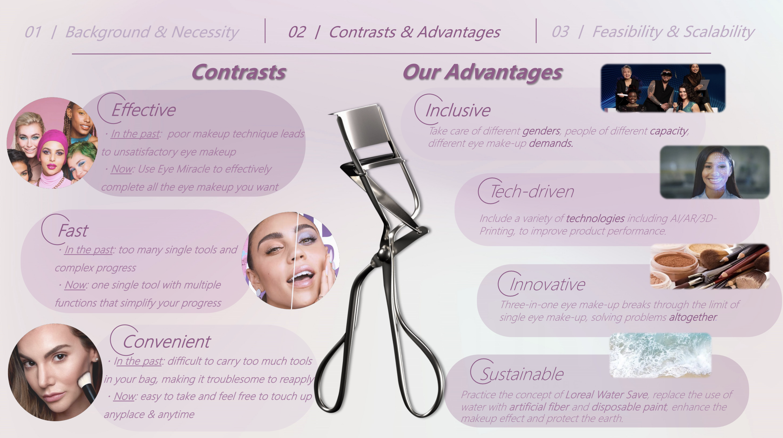 欧莱雅商赛 PPT 第二页：Contrasts and Advantages